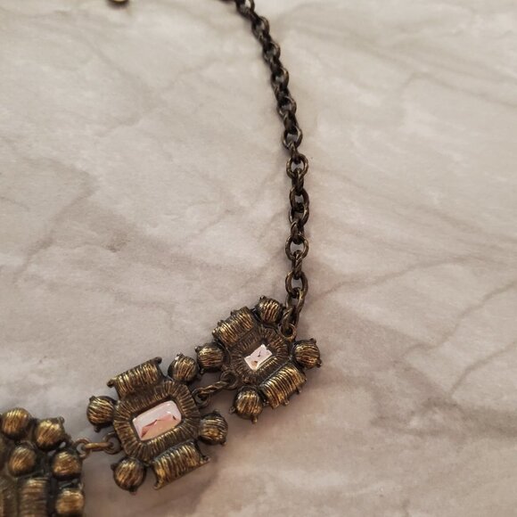 ✨ J.Crew Rhinestones Crystals Pave Cluster Antique Necklace ✨ - Picture 13 of 16